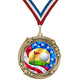 2.75" Swirling Star Golf Medal – Gold, Silver & Bronze with 30 Ribbon Options