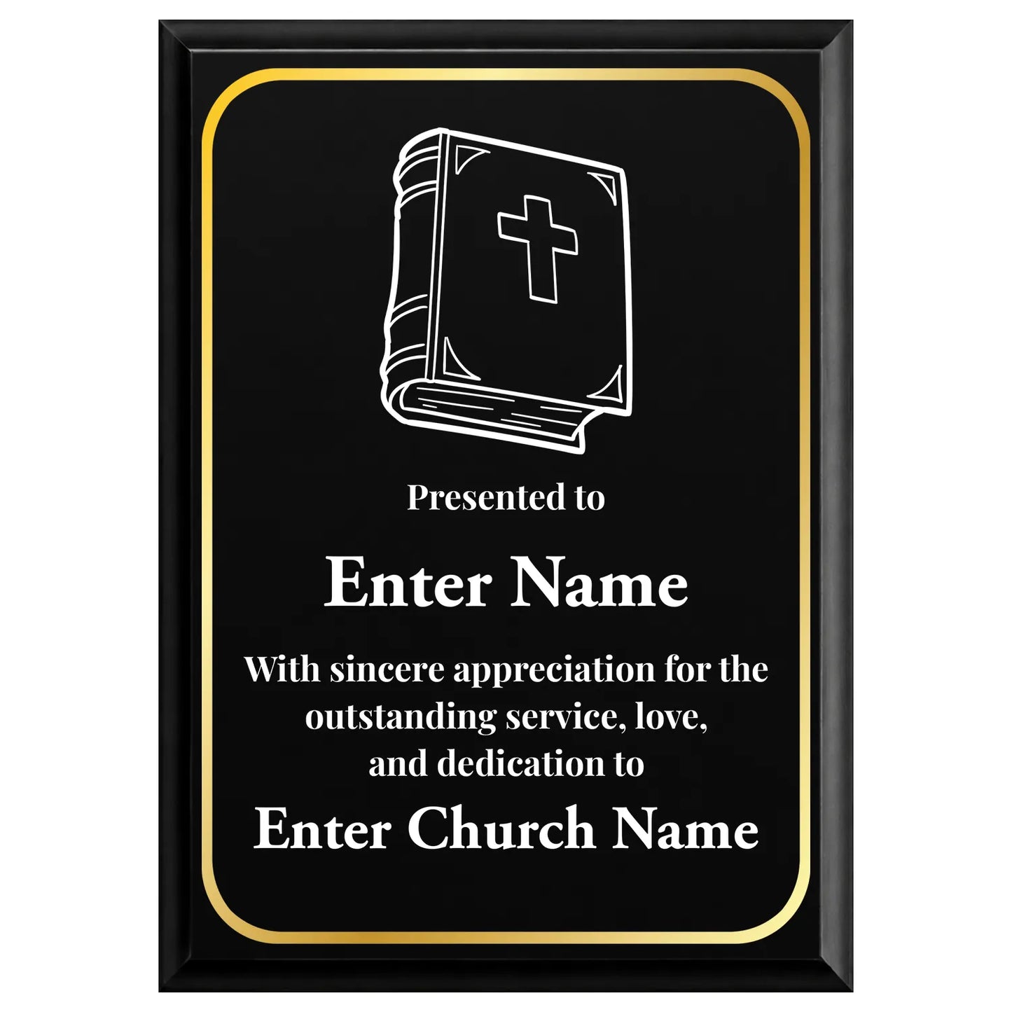 Church Gratitude Plaque - Personalized Gift for Pastors, Ministers & Church Leaders - 4 Frame Colors
