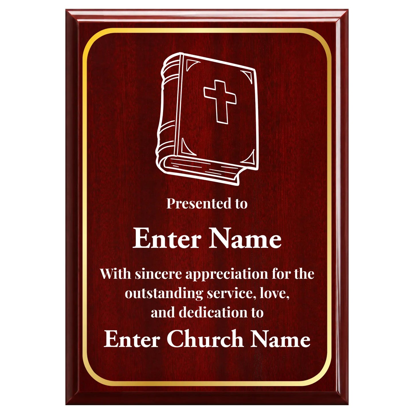 Church Gratitude Plaque - Personalized Gift for Pastors, Ministers & Church Leaders - 4 Frame Colors
