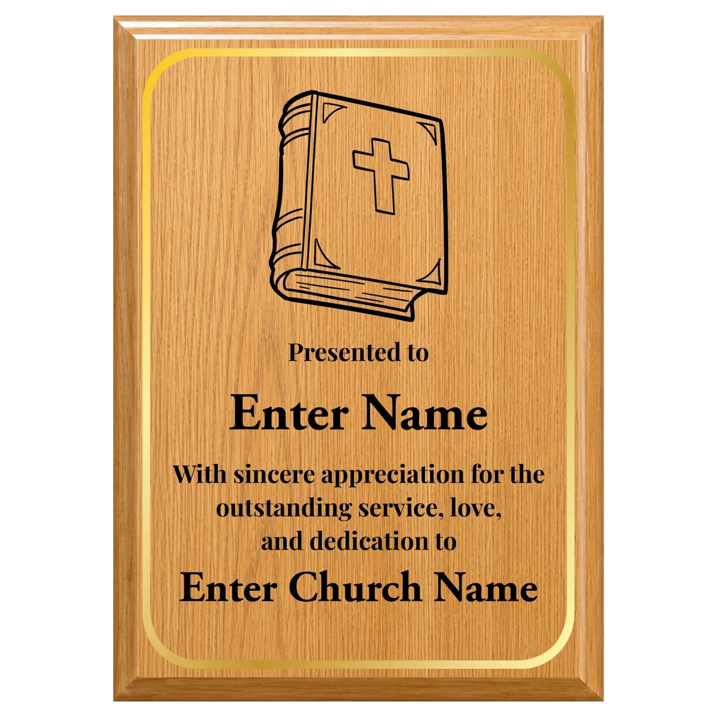 Church Gratitude Plaque - Personalized Gift for Pastors, Ministers & Church Leaders - 4 Frame Colors