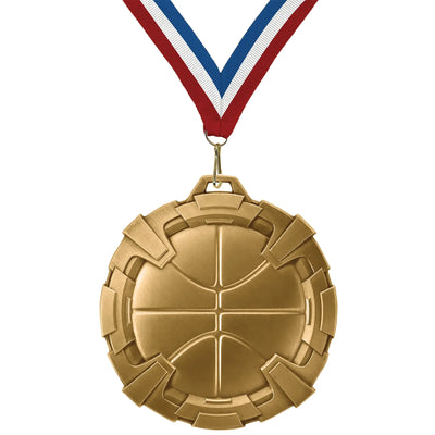 Basketball Medals - Youth Team Awards, 2 3/4" Carbonite Medal in Gold, Silver & Bronze