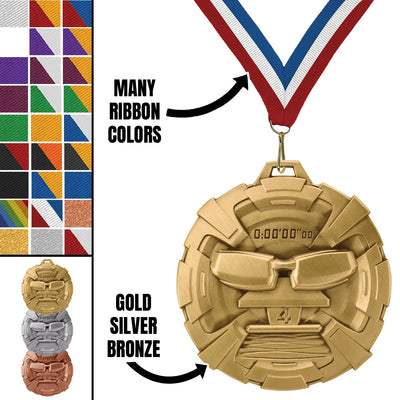 Swimming Medals - Team & Meet Awards, 2 3/4" Carbonite Medal in Gold, Silver & Bronze