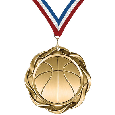 Basketball Medals - Youth Team Awards, 2-1/4" Fusion Medal in Gold, Silver & Bronze