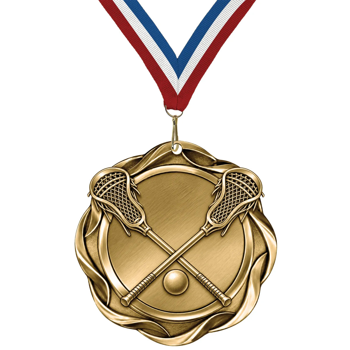 Lacrosse Medals - Youth & Club Team Awards, 2-1/4" Fusion Medal in Gold, Silver & Bronze