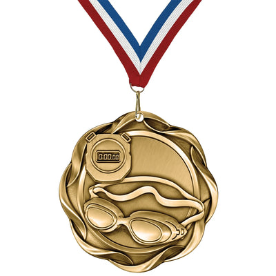 Swimming Medals - Team & Meet Awards, 2-1/4" Fusion Medal in Gold, Silver & Bronze