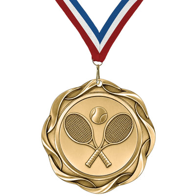 Tennis Medals - Club & Tournament Awards, 2-1/4" Fusion Medal in Gold, Silver & Bronze