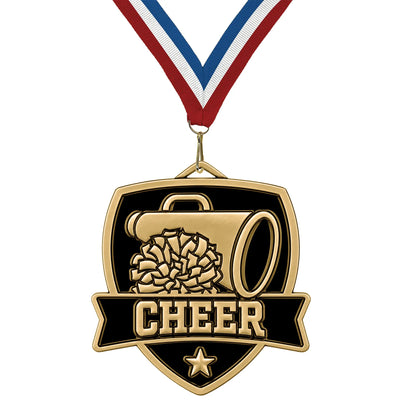 Cheerleading Medals - Showcase & End of Season Awards, 2 1/4" Shield Medal in Gold, Silver & Bronze