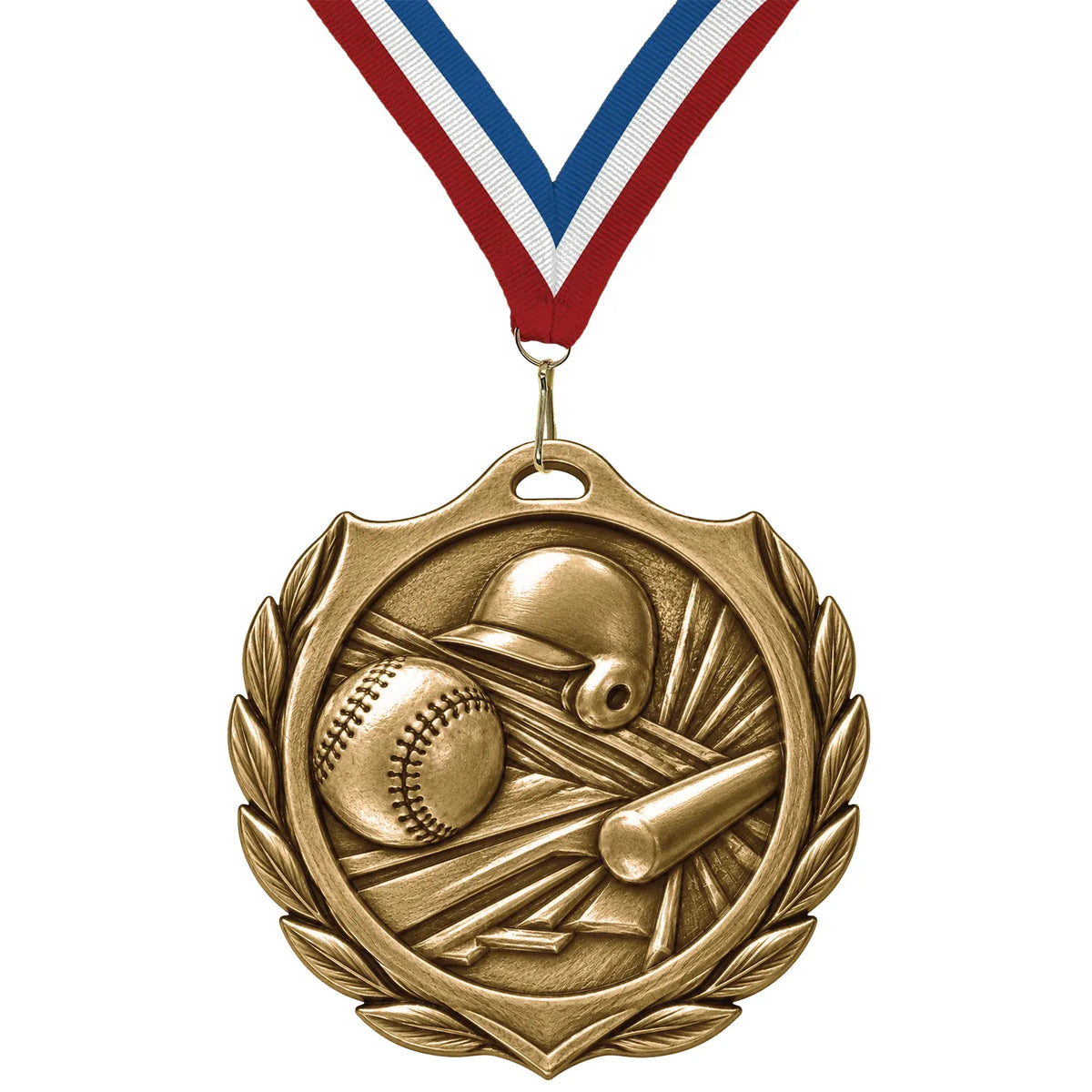 Baseball Medals - Player & Championship Awards, 2-1/4" Burst Medal in Gold, Silver & Bronze