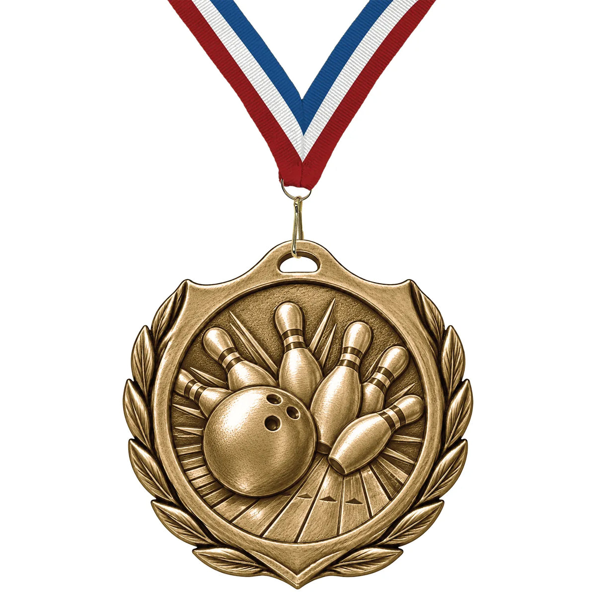 Bowling Medals - Player & Tournament Achievement Awards, 2-1/4" Burst Medal in Gold, Silver & Bronze