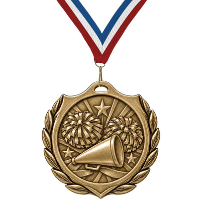 Cheerleading Medals - Performance & Competition Awards, 2-1/4" Burst Medal in Gold, Silver & Bronze