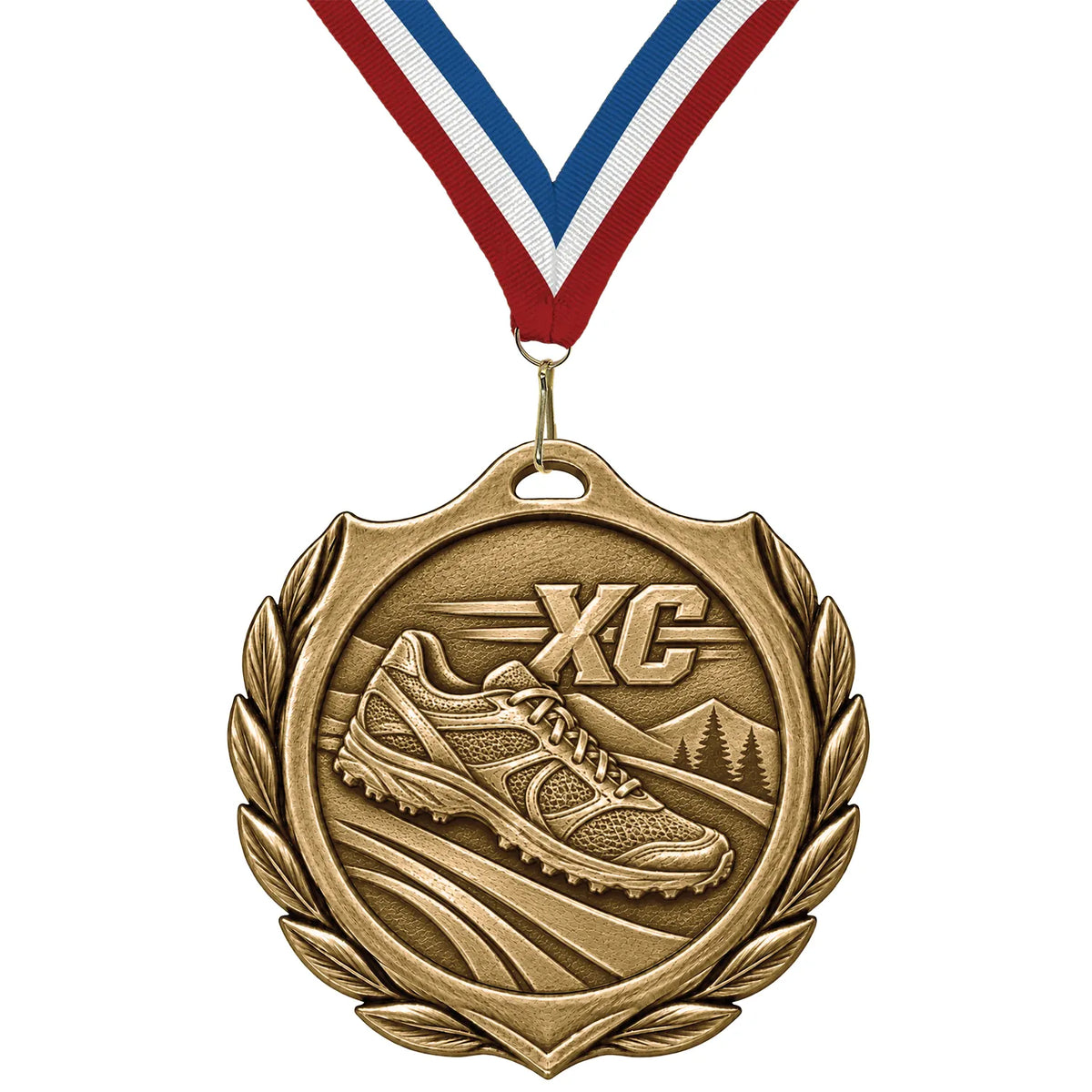 Cross Country Medals - Race & Running Achievement Awards, 2-1/4" Burst Medal in Gold, Silver & Bronze