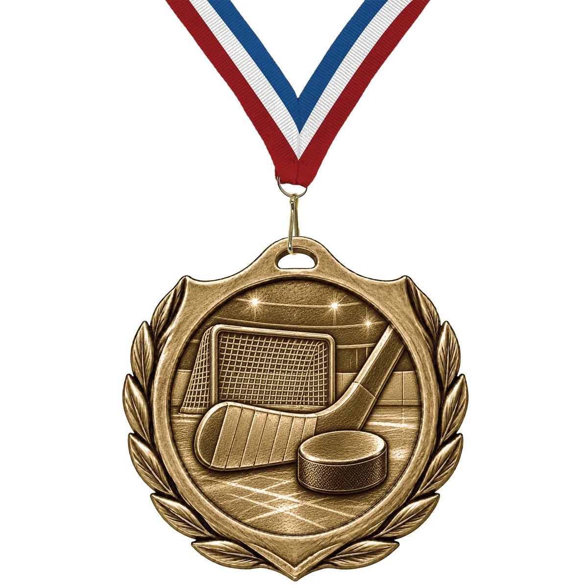 Ice Hockey Medals - Player & Championship Awards, 2-1/4" Burst Medal in Gold, Silver & Bronze