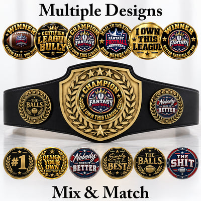 Fantasy Football Championship Belt - Champion - I Own This League, Antique Shield