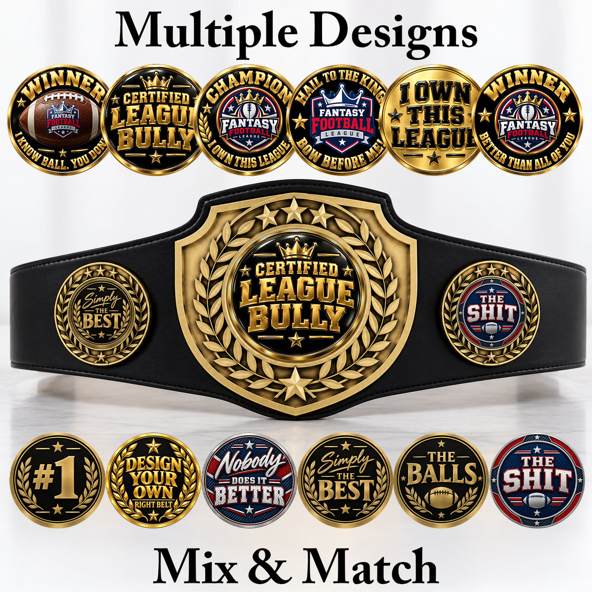 Fantasy Football League Championship Belt – Certified League Bully