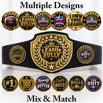 Fantasy Football Championship Belt - Certified League Bully, Antique Shield
