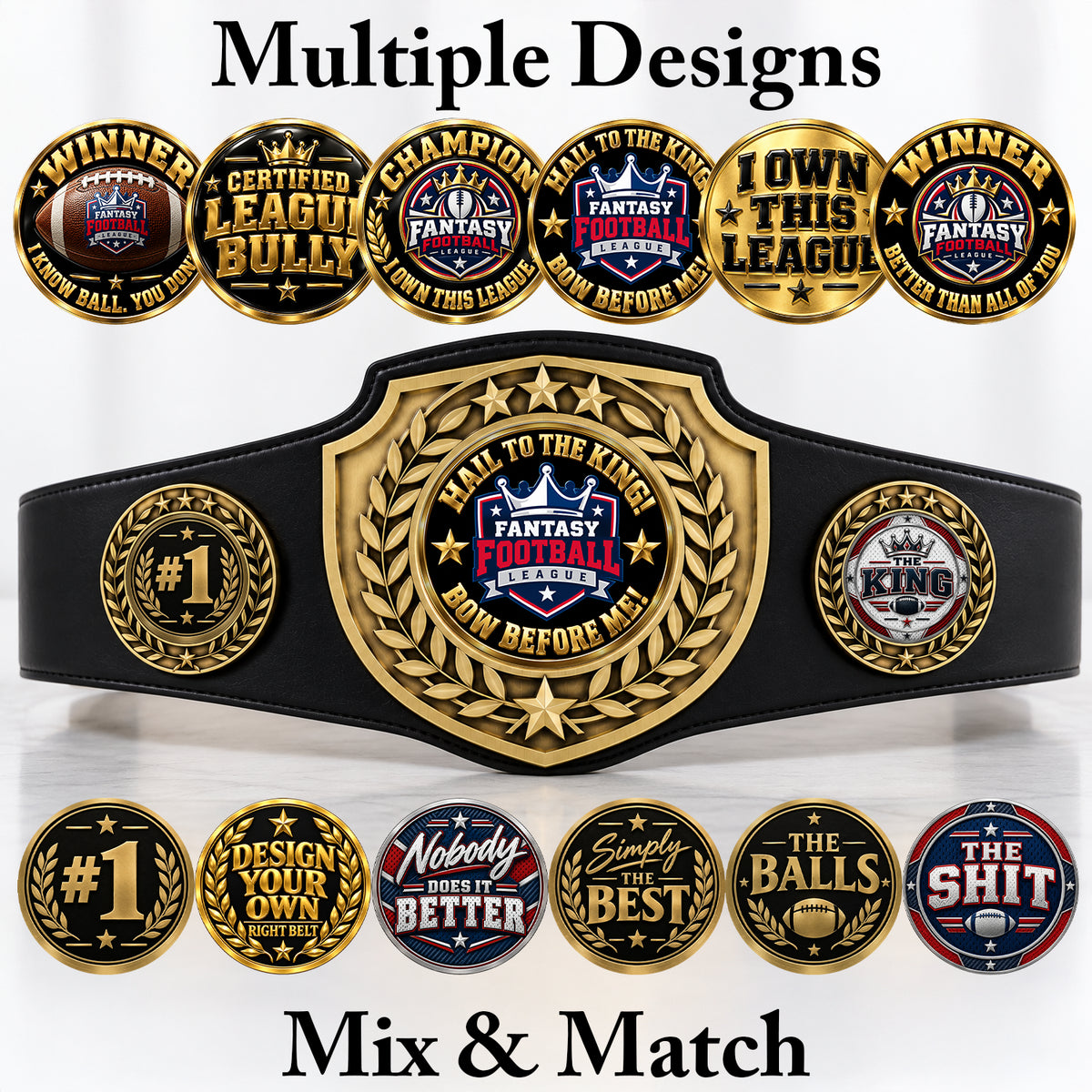 Fantasy Football League Championship Belt – Hail To The King – Bow Before Me