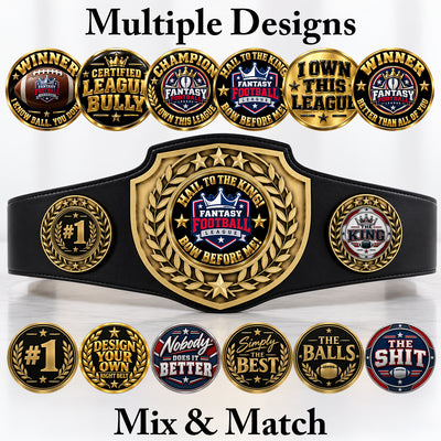 Fantasy Football Championship Belt - Hail To The King - Bow Before Me, Antique Shield