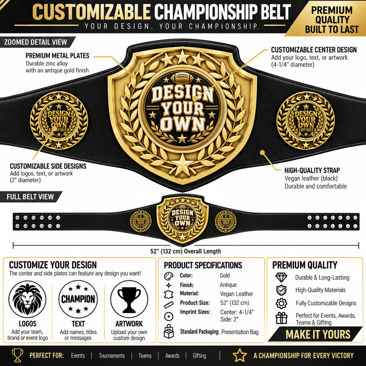Fantasy Football League Championship Belt – Create Your Own – Fantasy Football