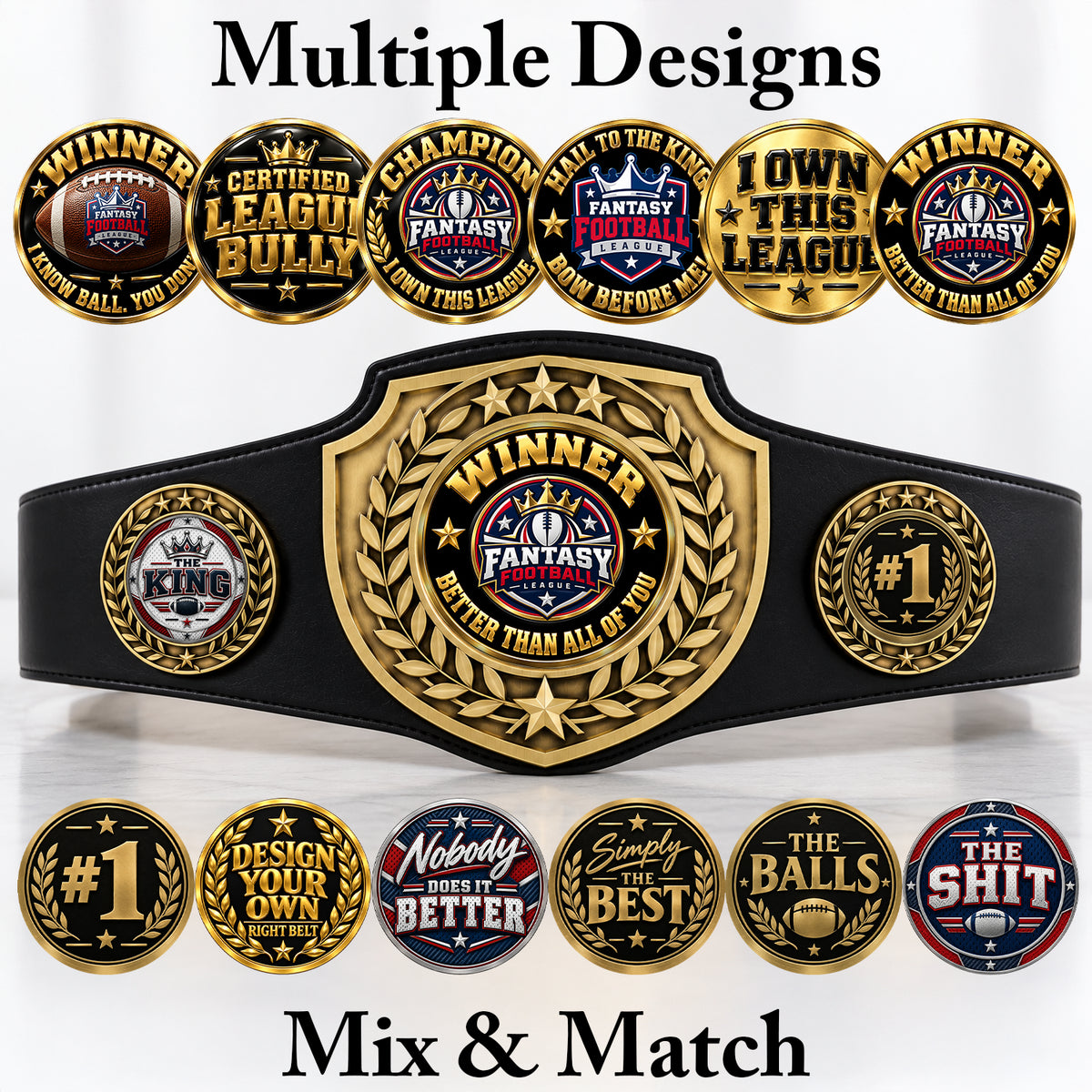 Fantasy Football League Championship Belt – Winner – Better Than All Of You