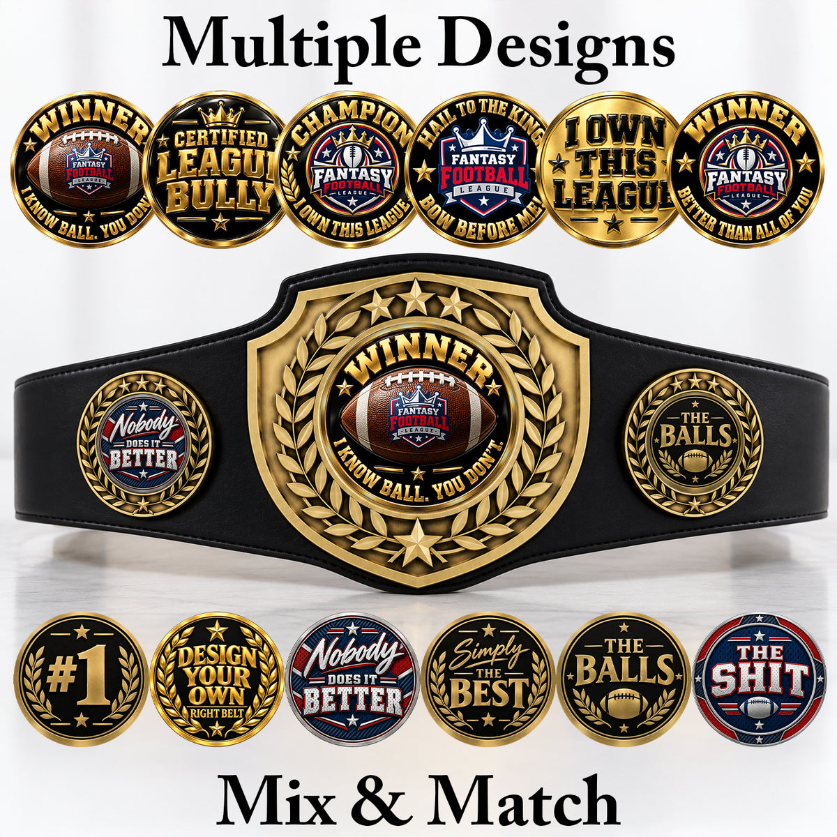 Fantasy Football League Championship Belt – Winner – I Know Ball. You Don't