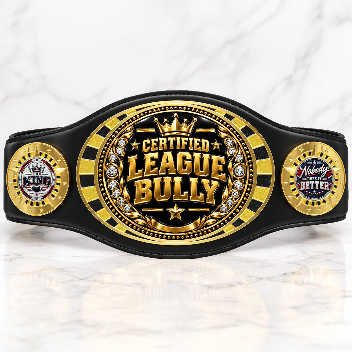 Fantasy Football League Junior Championship Belt – Certified League Bully – Black