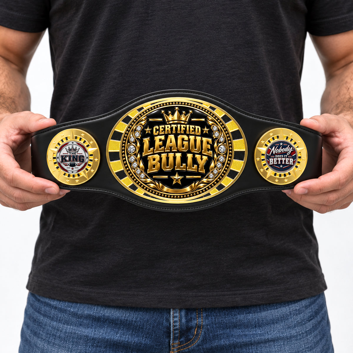 Fantasy Football League Junior Championship Belt – Certified League Bully – Black
