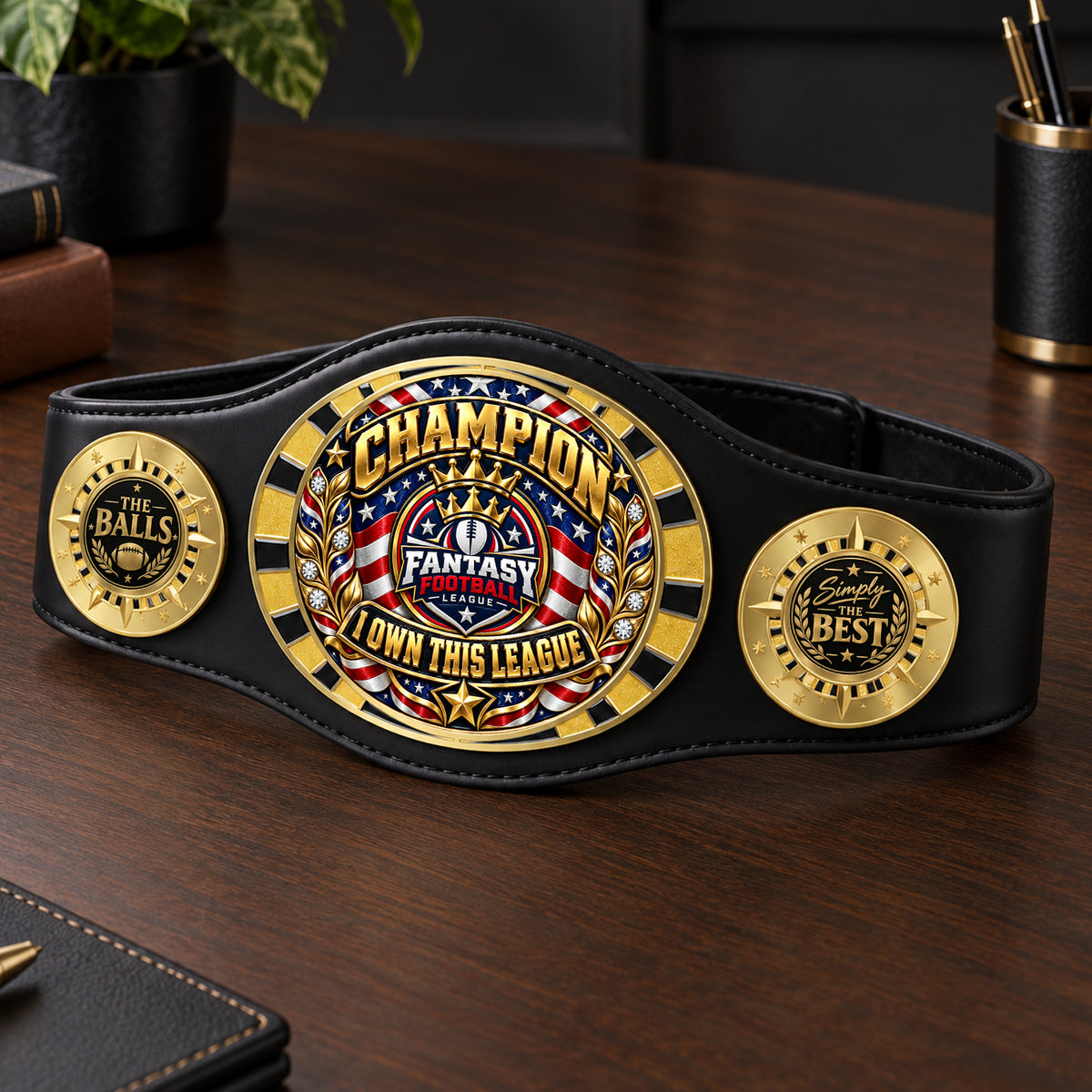 Fantasy Football League Junior Championship Belt – Champion, I Own This League – Black
