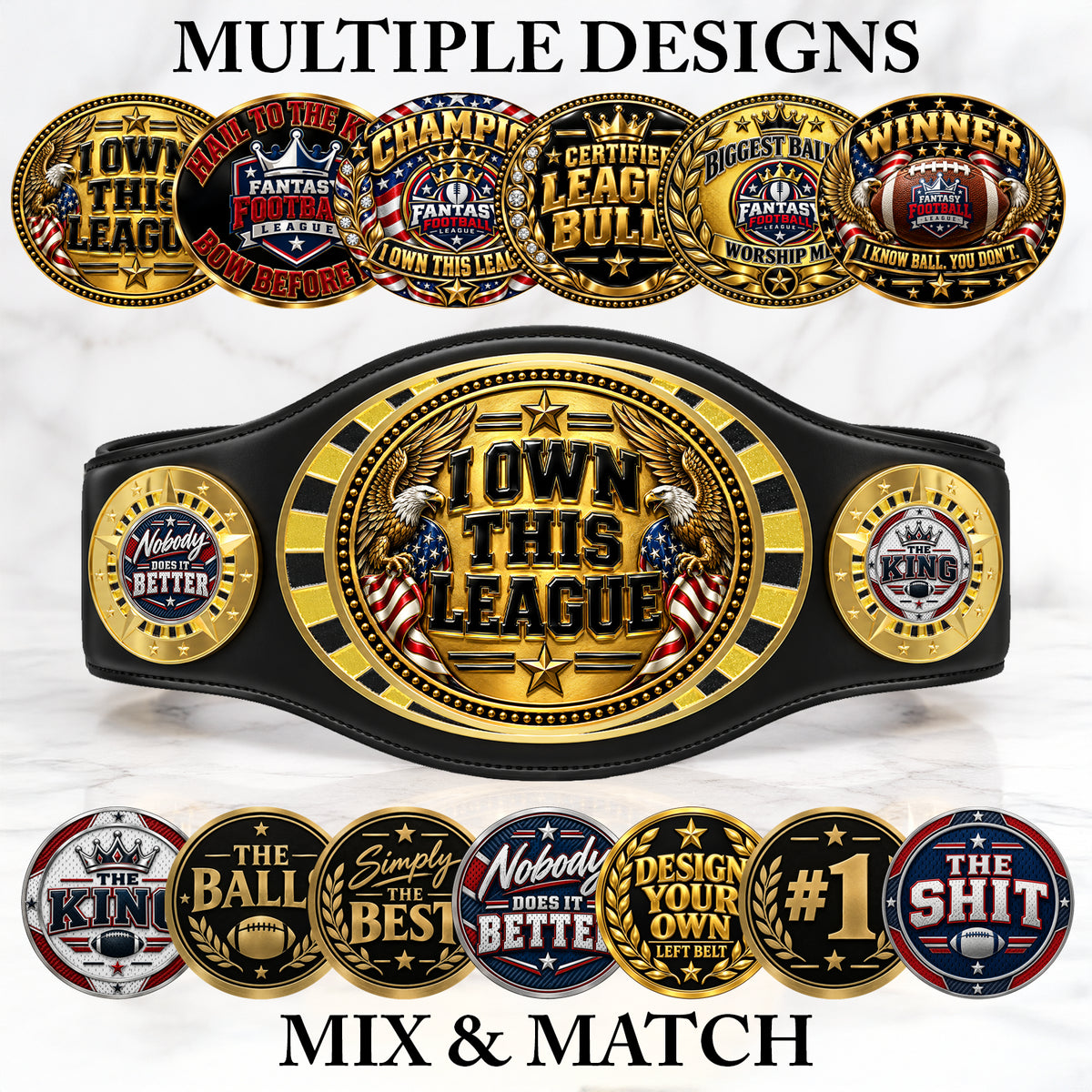 Fantasy Football League Junior Championship Belt – I Own This League – Black