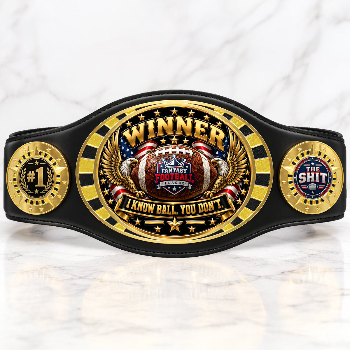 Fantasy Football League Junior Championship Belt – Winner, I Know Ball You Don't – Black