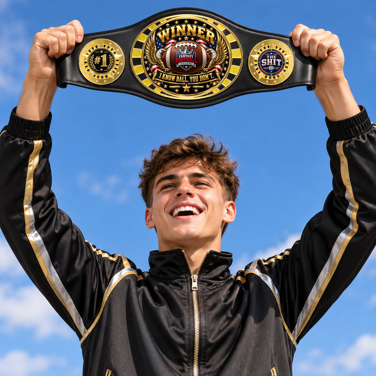 Fantasy Football League Junior Championship Belt – Winner, I Know Ball You Don't – Black