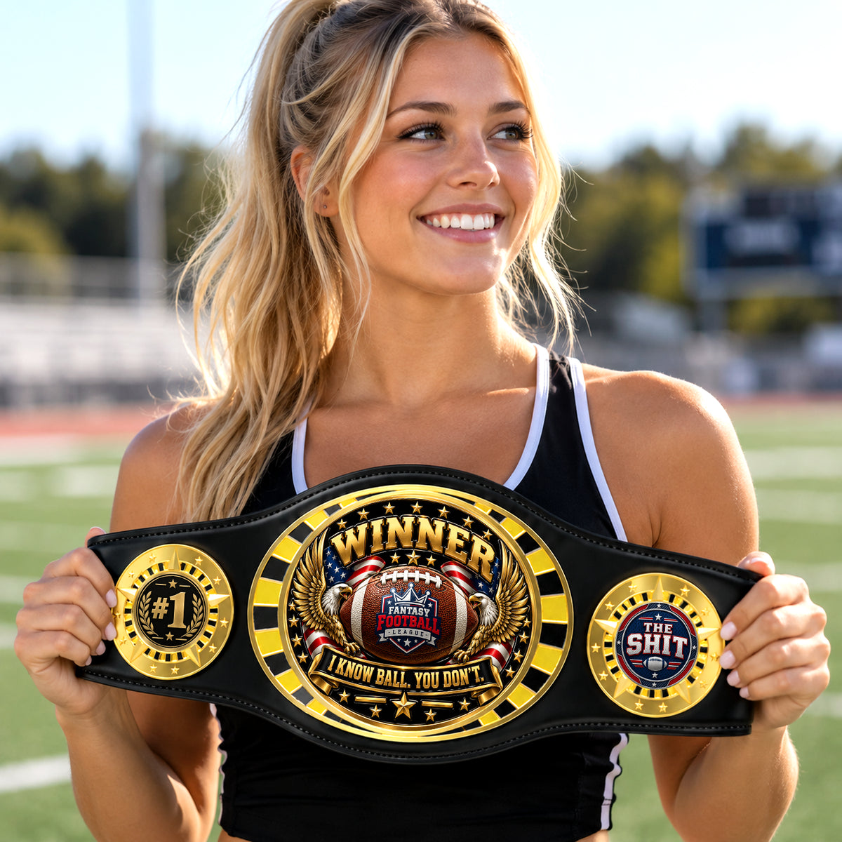 Fantasy Football League Junior Championship Belt – Winner, I Know Ball You Don't – Black