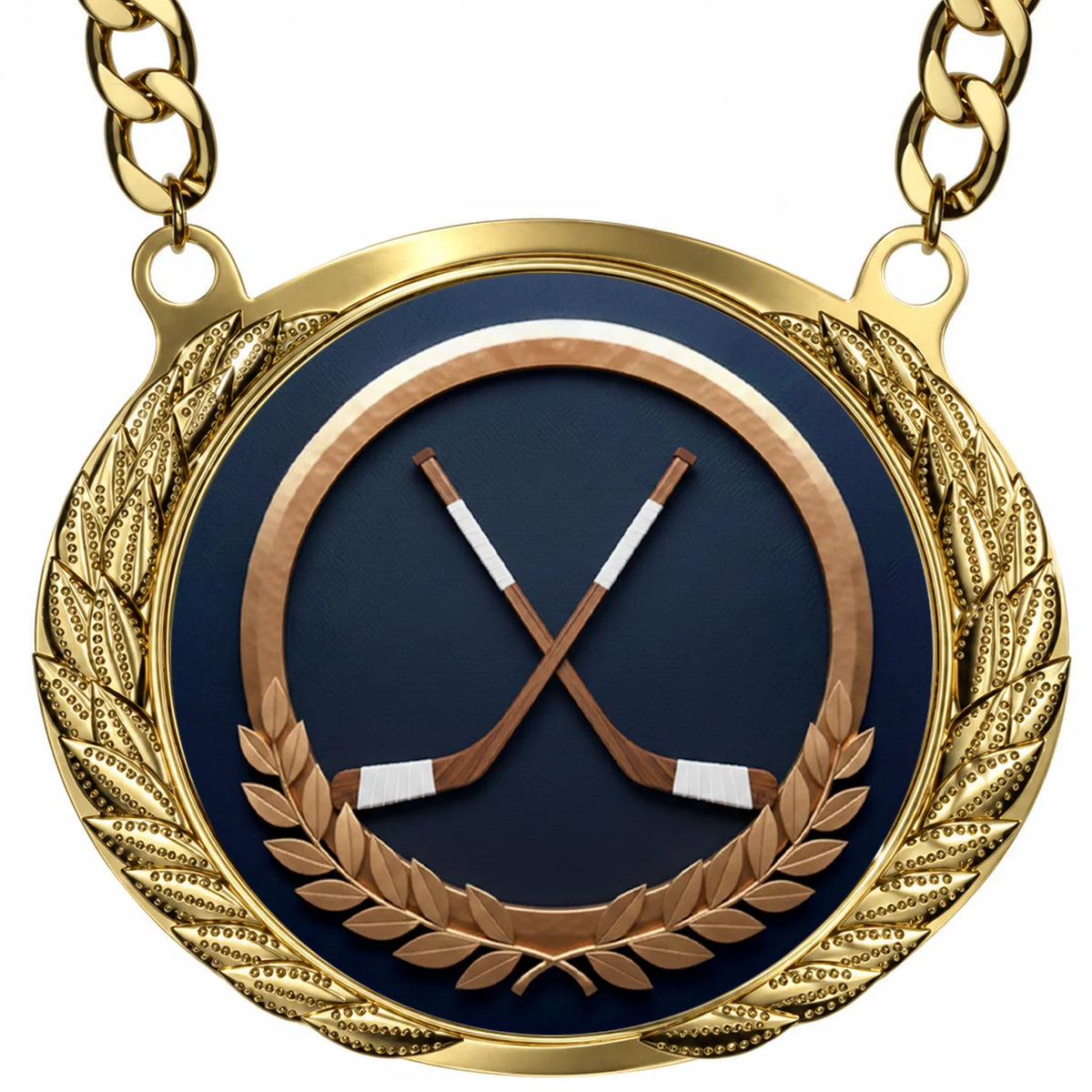 Fantasy Ice Hockey Championship Medallion – Ice Hockey Champion Award Medal with Gold Chain