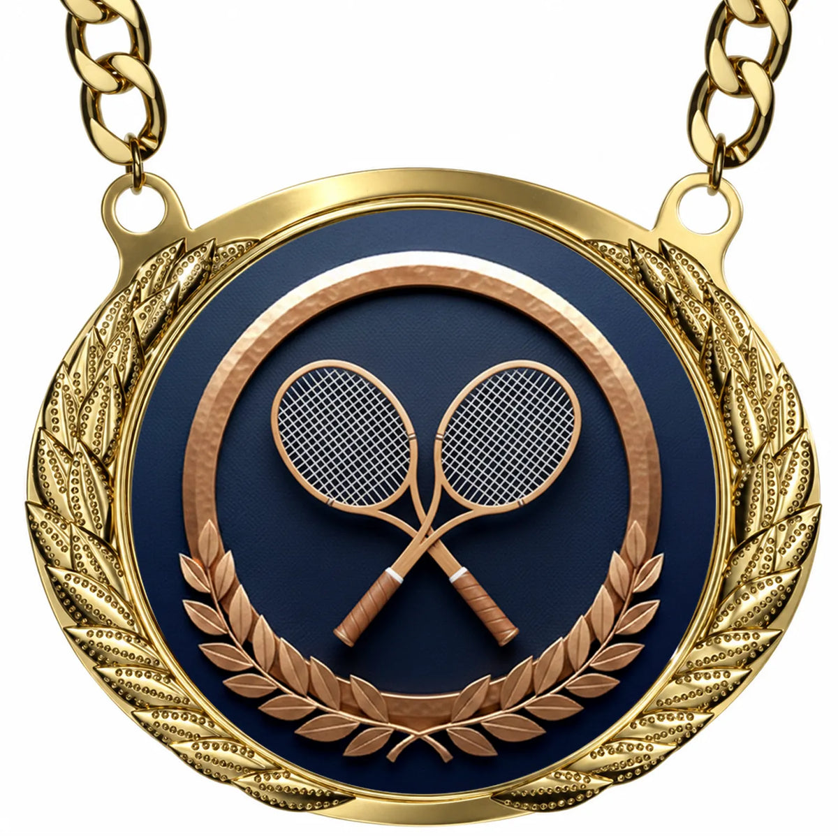Fantasy Tennis Championship Medallion – Tennis Champion Award Medal with Gold Chain