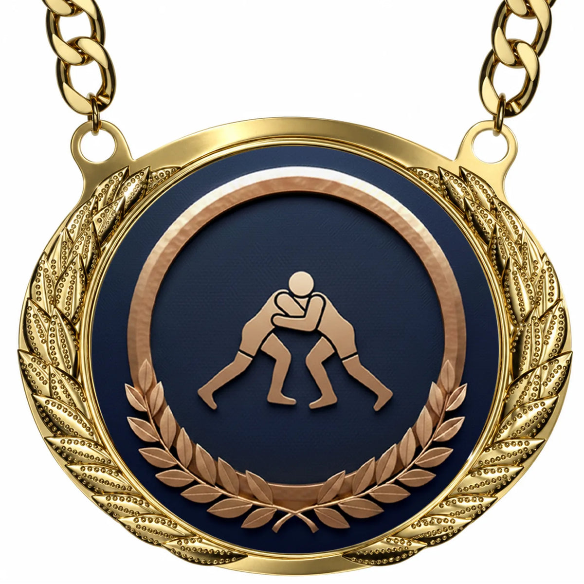Fantasy Wrestling Championship Medallion – Wrestling Champion Award Medal with Gold Chain