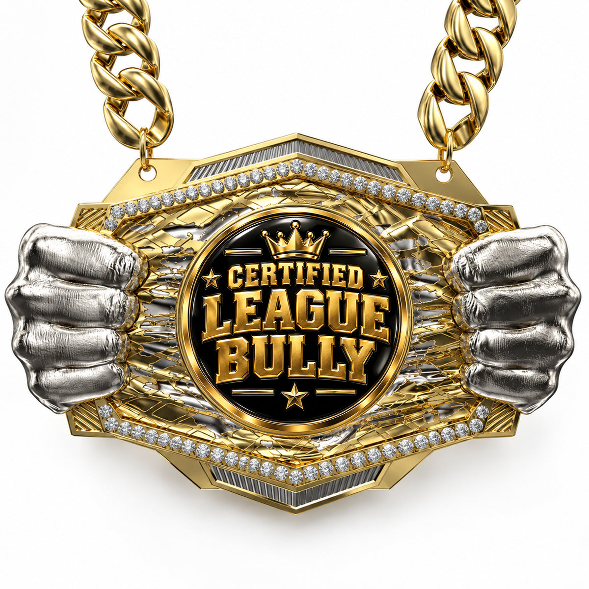 Fantasy Football Champion Medal - Certified League Bully, Knock Out Champ Chain with Premium Chain