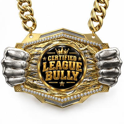 Fantasy Football Champion Medal - Certified League Bully, Knock Out Champ Chain with Premium Chain