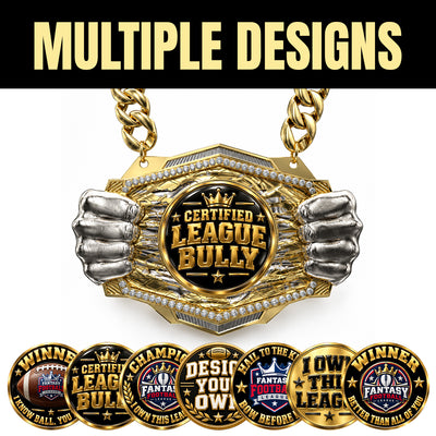 Fantasy Football Champion Medal - Certified League Bully, Knock Out Champ Chain with Premium Chain