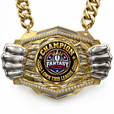 Fantasy Football Champion Medal - Champion – I Own This League, Knock Out Champ Chain with Premium Chain