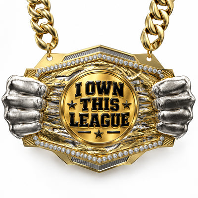 Fantasy Football Champion Medal - I Own This League, Knock Out Champ Chain with Premium Chain