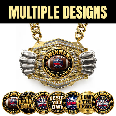 Fantasy Football Champion Medal - Winner – I Know Ball. You Don't, Knock Out Champ Chain with Premium Chain