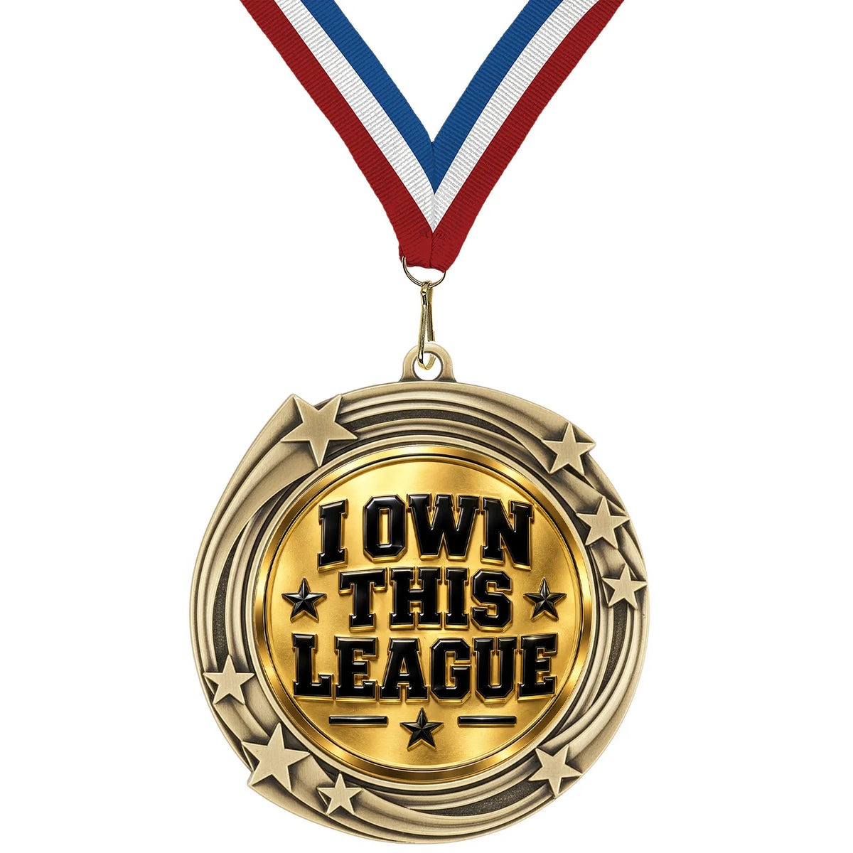 Fantasy Football Medal - I Own This League, 2-3/4" Swirling Star Medal