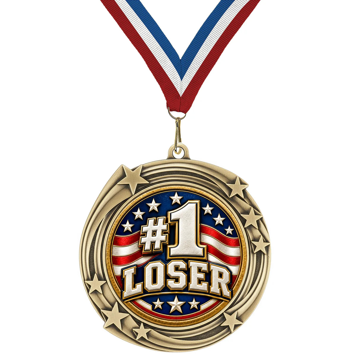 Fantasy Football Medal - #1 Loser, 2-3/4" Swirling Star Medal