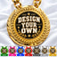 Custom Fantasy Football Medal - Design Your Own, Lite Champ Chain With Plastic Chain