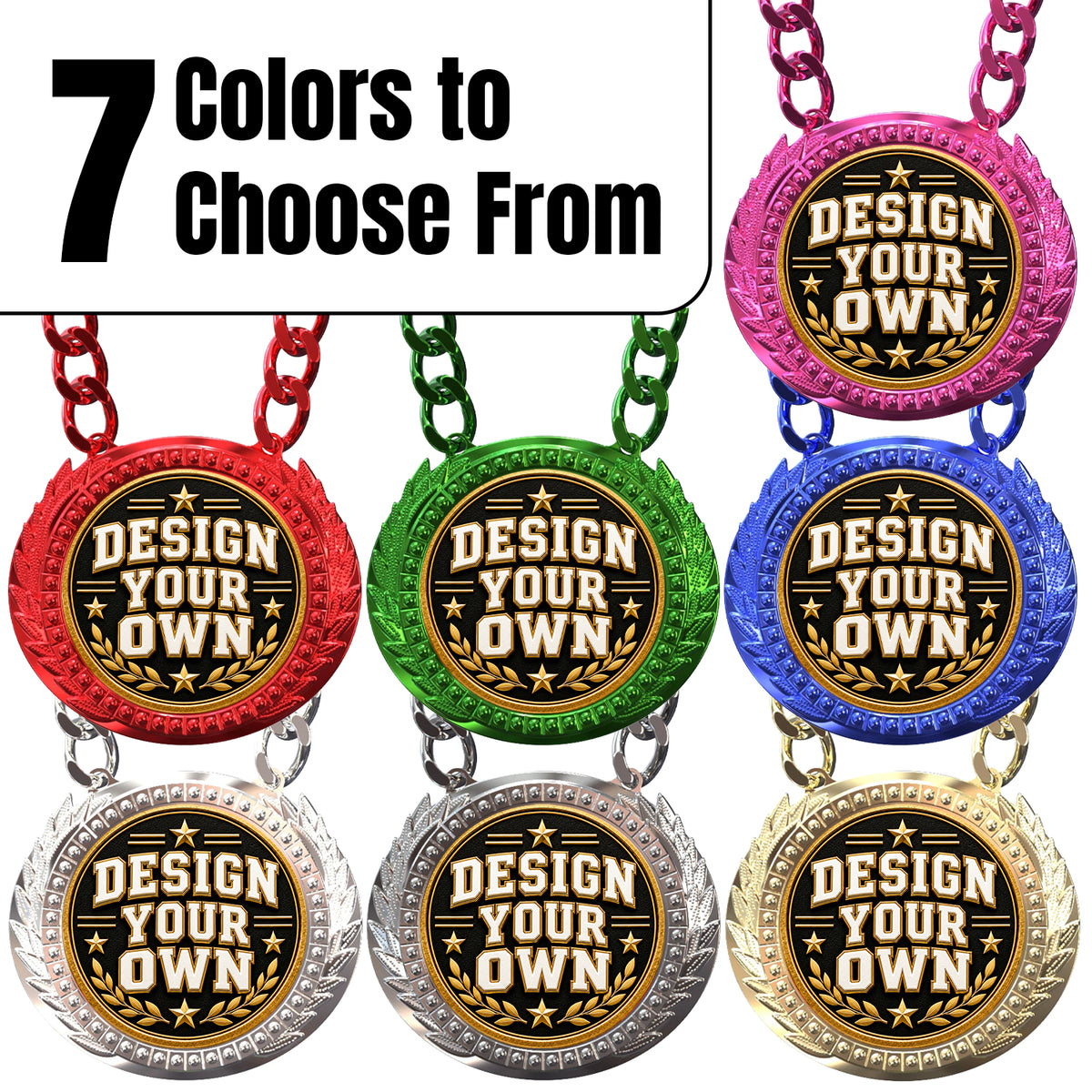 Custom Fantasy Football Medal - Design Your Own, Lite Champ Chain With Plastic Chain