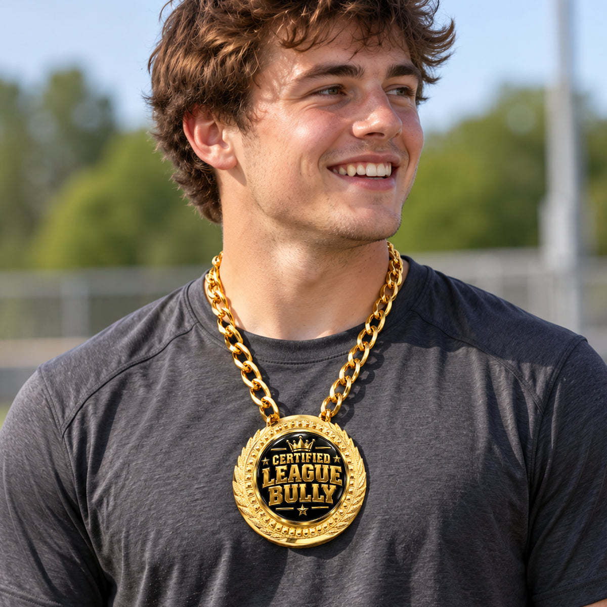 Fantasy Football Medal - Certified League Bully, Lite Champ Chain With Plastic Chain