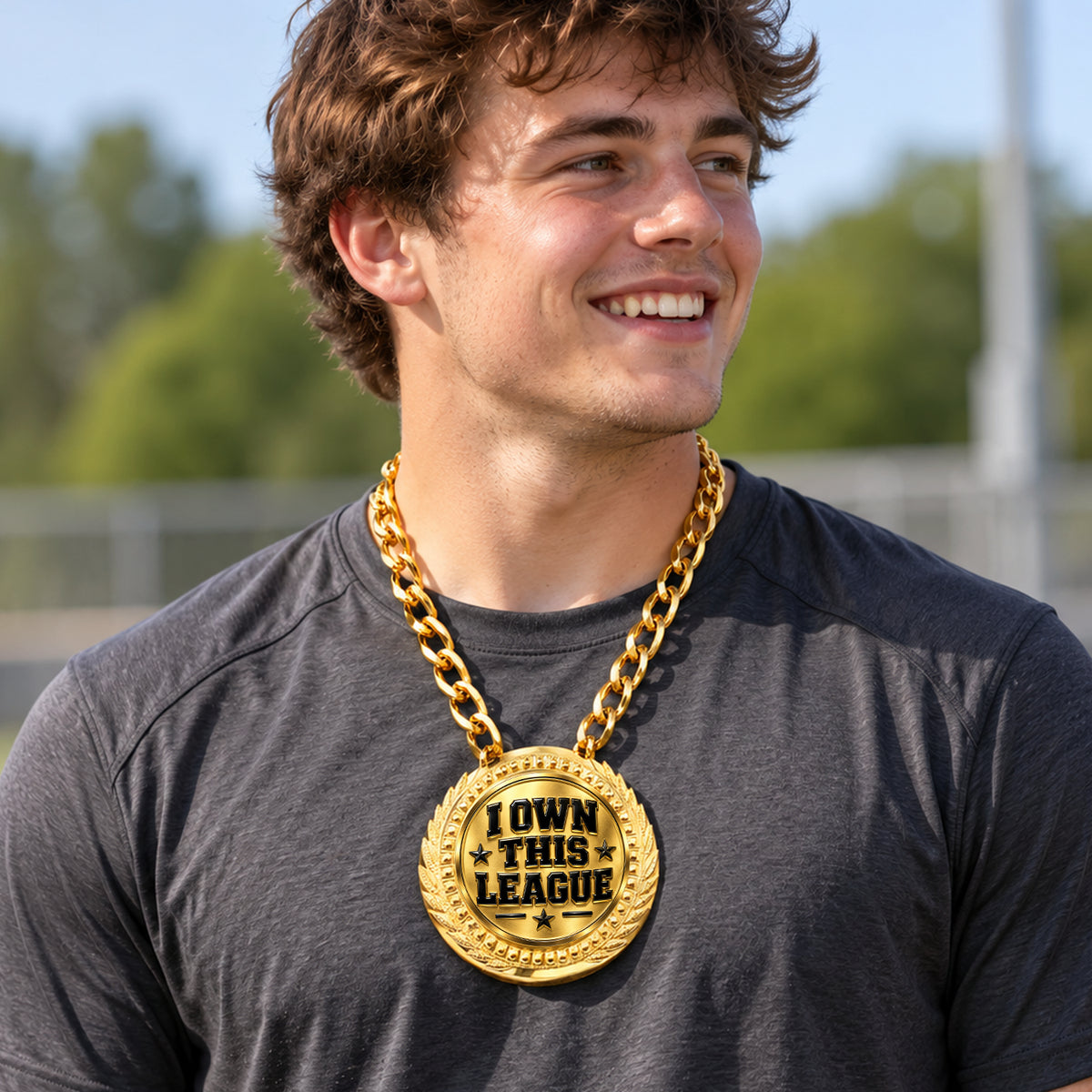 Fantasy Football Medal - I Own This League, Lite Champ Chain With Plastic Chain