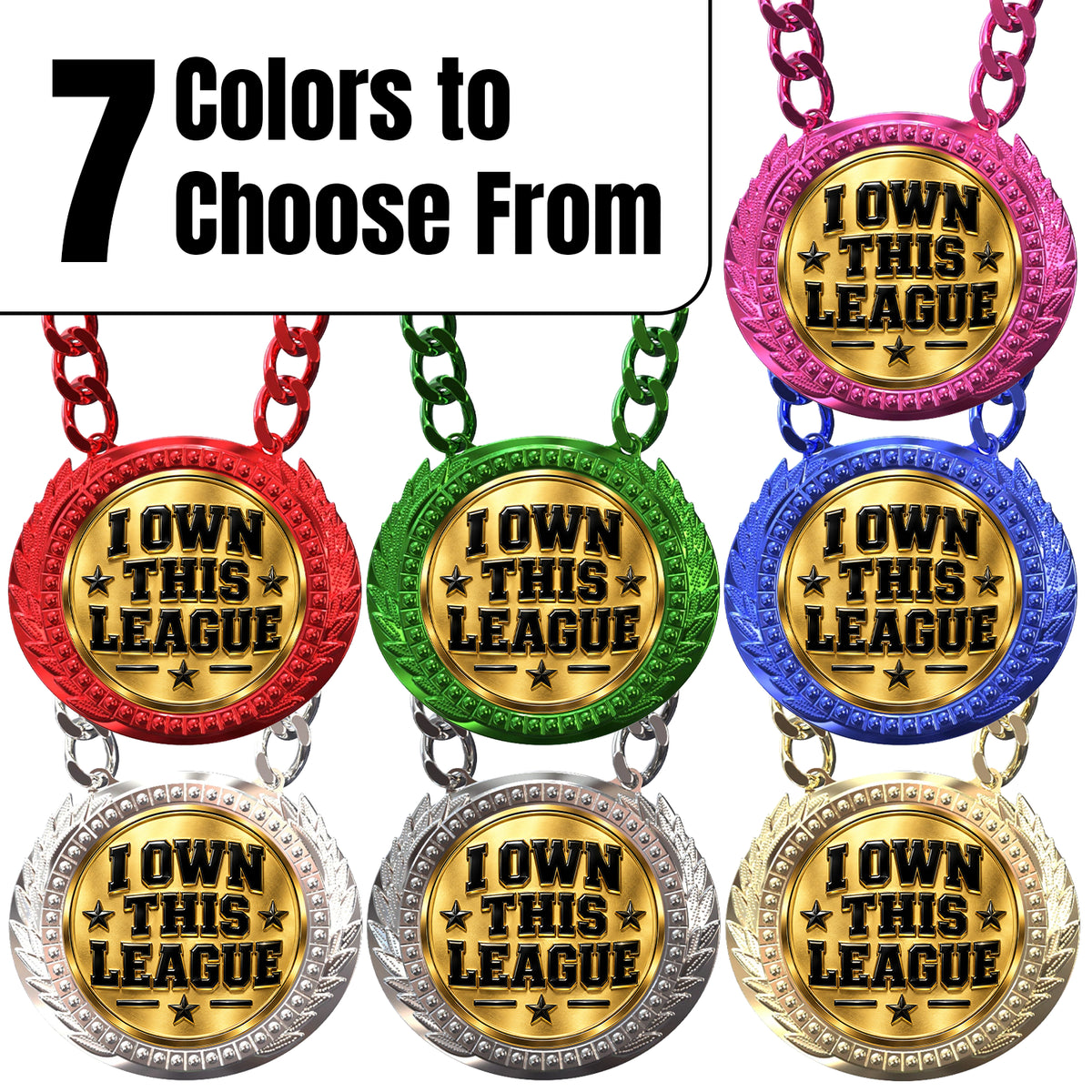 Fantasy Football Medal - I Own This League, Lite Champ Chain With Plastic Chain