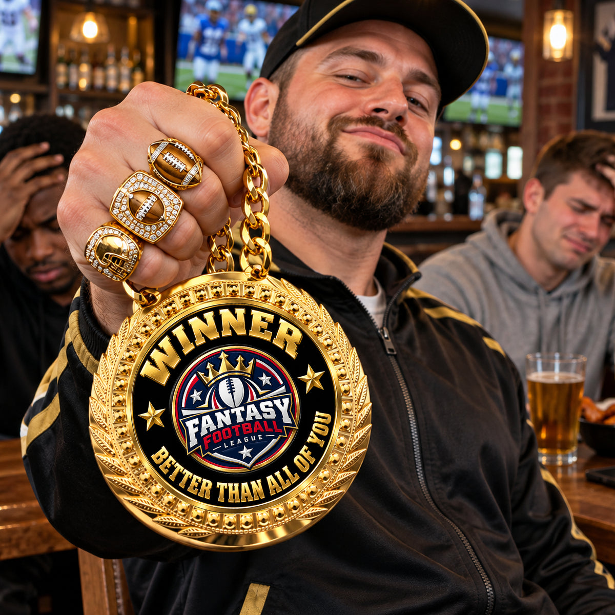Fantasy Football Medal - Winner - Better Than All Of You, Lite Champ Chain With Plastic Chain