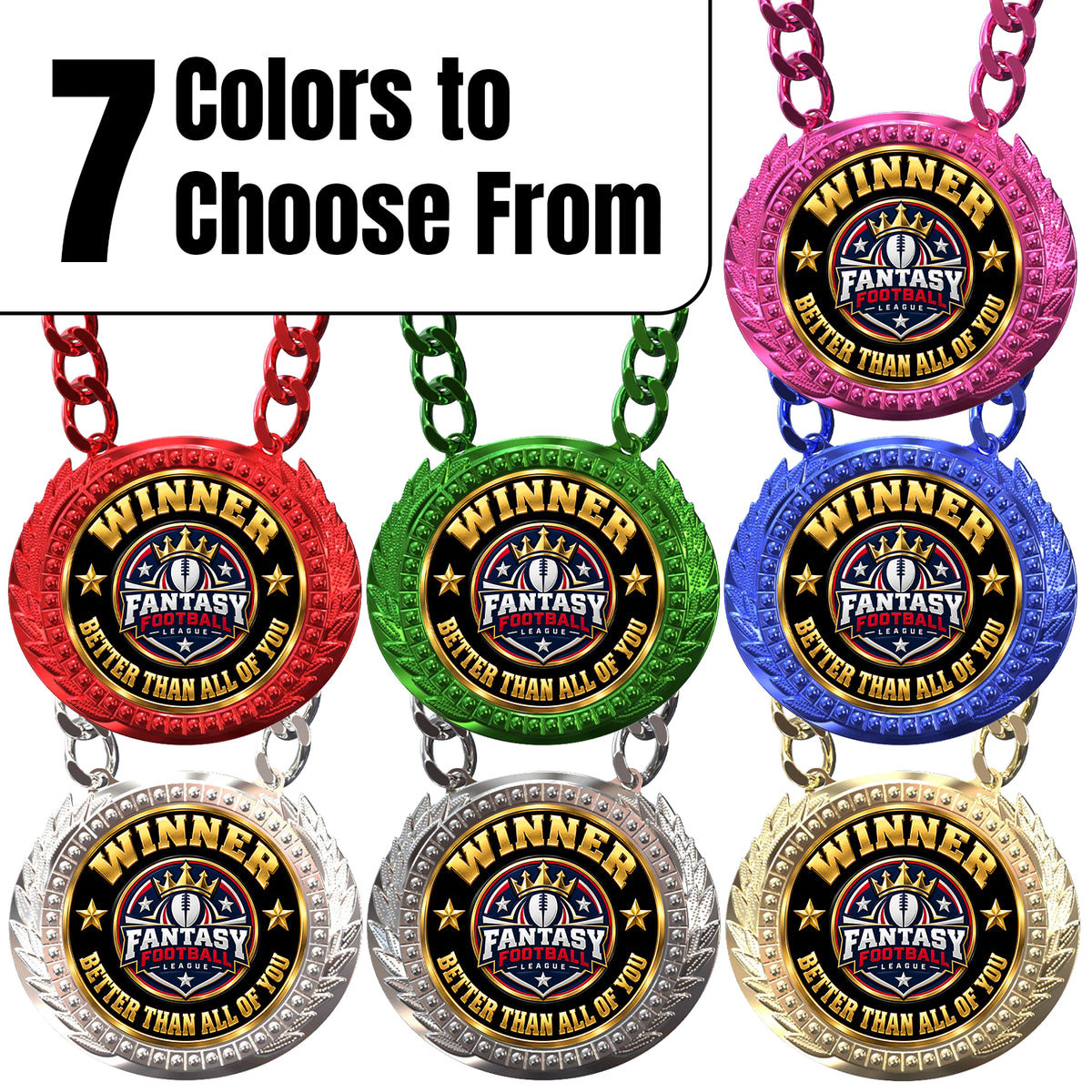 Fantasy Football Medal - Winner - Better Than All Of You, Lite Champ Chain With Plastic Chain