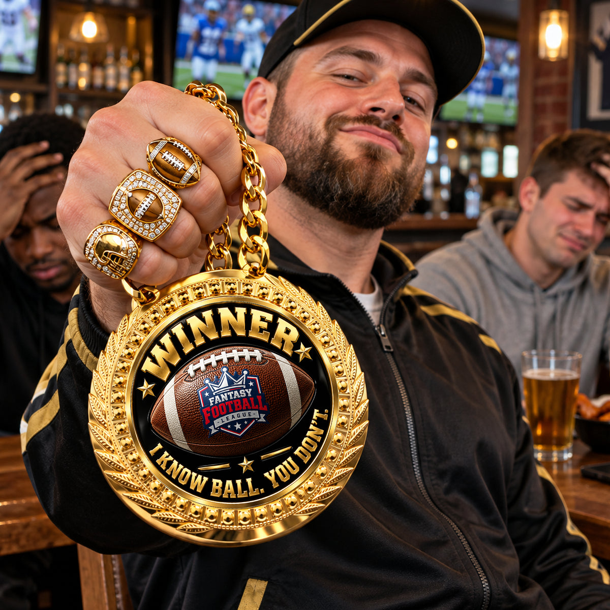 Fantasy Football Medal - Winner - I Know Ball. You Don't, Lite Champ Chain With Plastic Chain – image 3